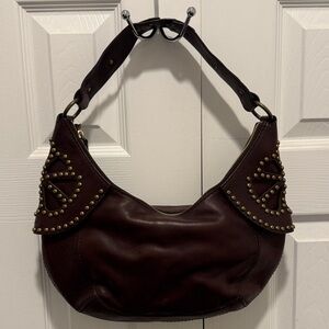 Michael Kors Brown Leather Studded‎ Hobo Shoulder Bag